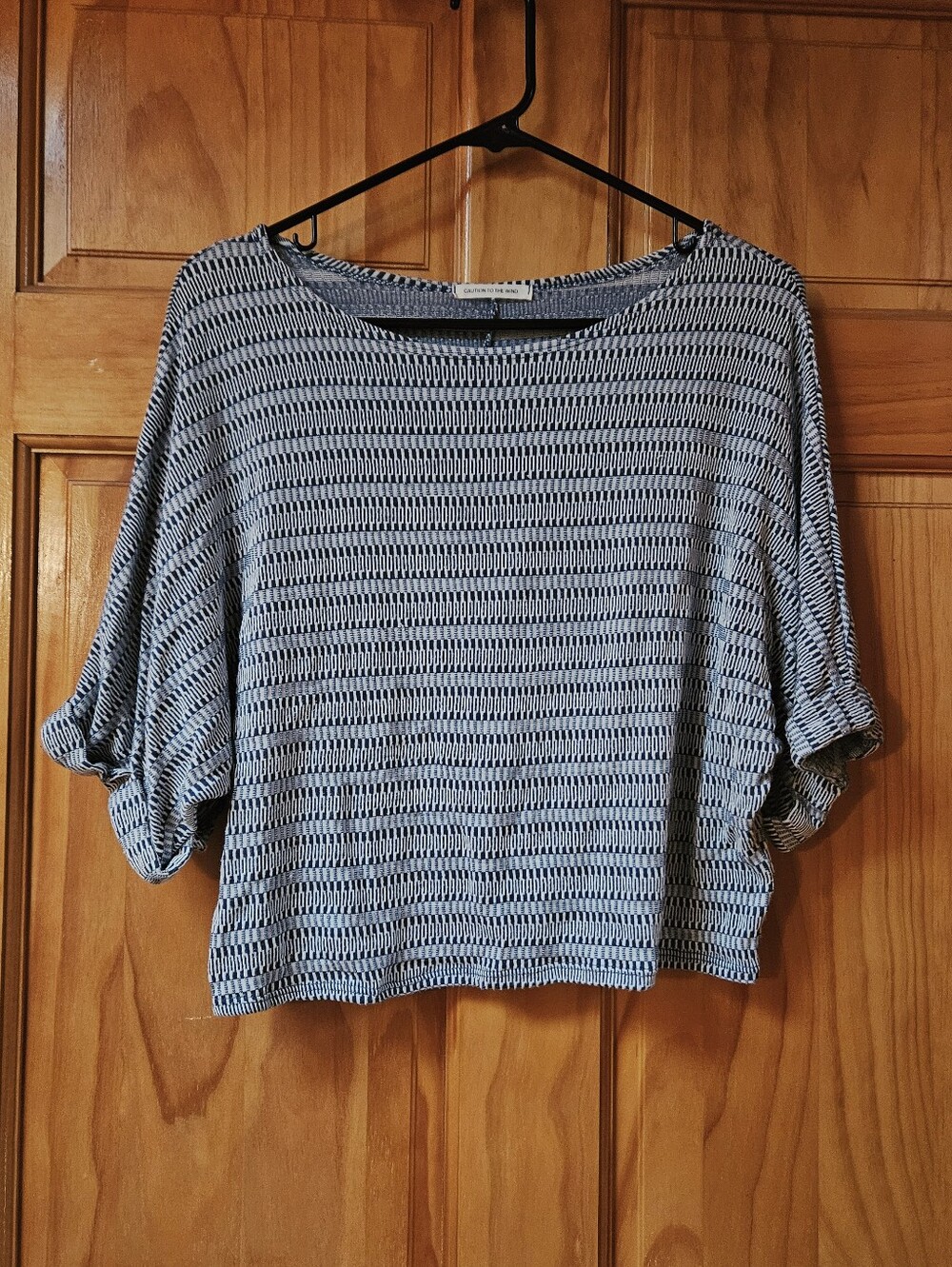 Caution To The Wind Blue & White Striped Boxy Knit Top